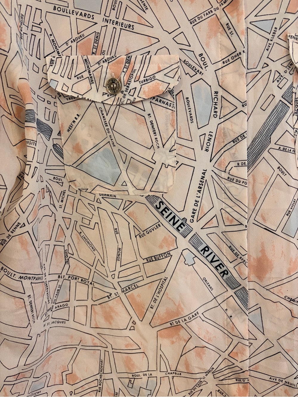 Karl Lagerfeld Paris Paris Map Print Blouse Size M - Picture 4 of 11